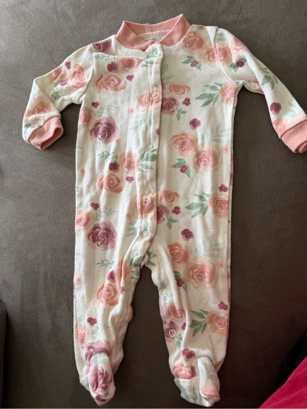 Chick pea Baby Floral Footed One-Piece Sleepwear in Pink